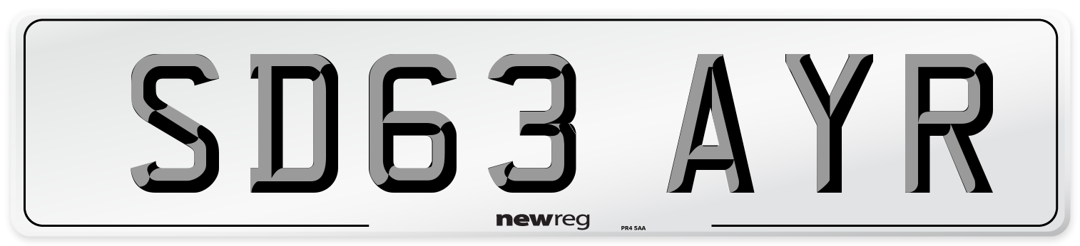 SD63 AYR Number Plate from New Reg